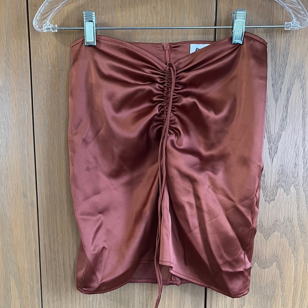 Princess Polly size 2 rust satin shirt